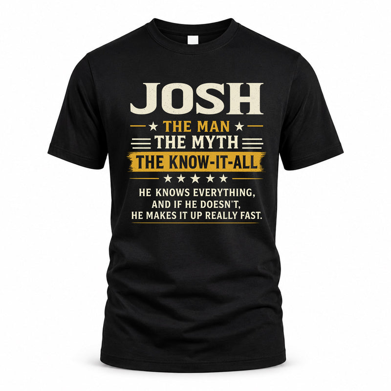 JOSH TM90-K04-125 - NAME Legendary Know-It-All Personalized Funny Shirt