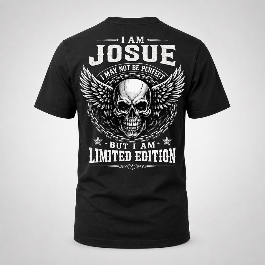 JOSUE P01-K24-229 – Personalized Skull Graphic Apparel “I Am NAME I May Not Be Perfect But I Am Limited Edition”