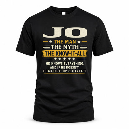 JO TM90-K04-125 - NAME Legendary Know-It-All Personalized Funny Shirt