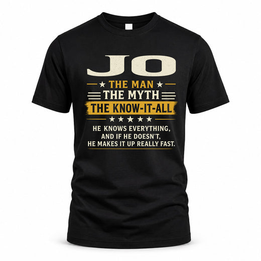 JO TM90-K04-125 - NAME Legendary Know-It-All Personalized Funny Shirt