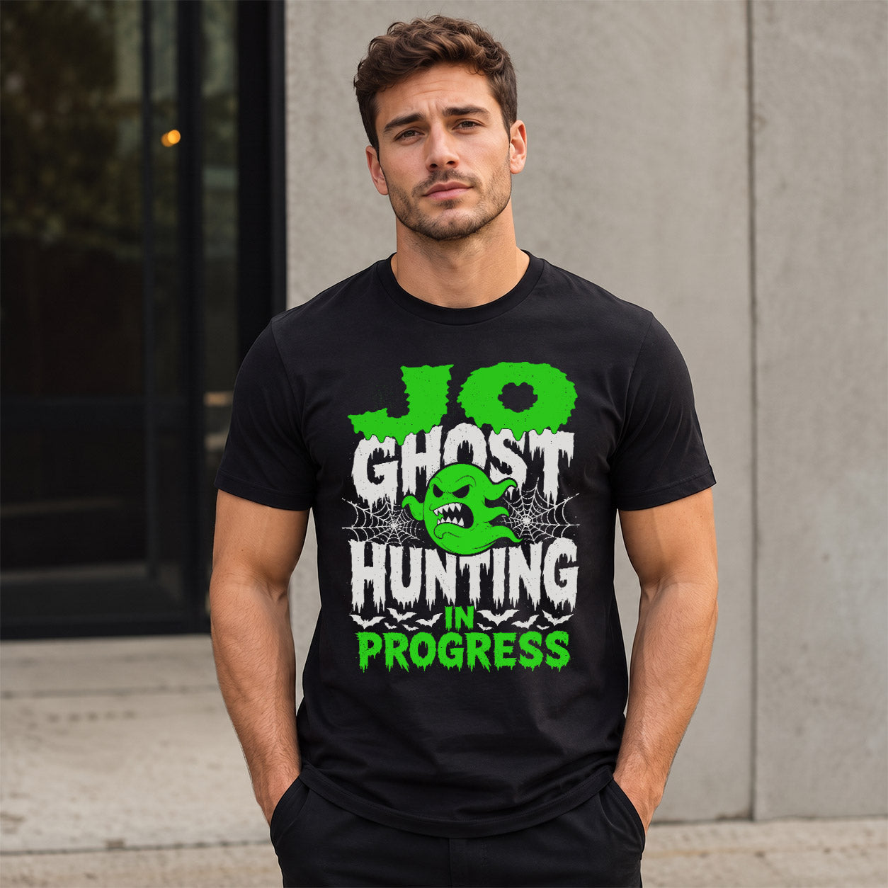 JO HW22-K06-109 - NAME Ghost Hunting In Progress Personalized Halloween Shirt