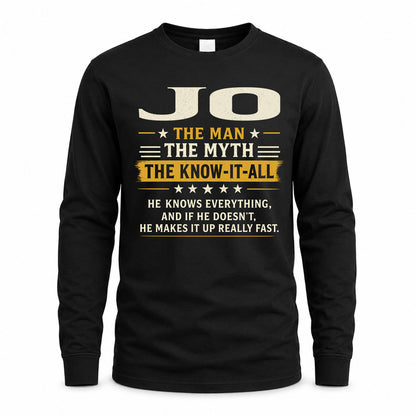 JO TM90-K04-125 - NAME Legendary Know-It-All Personalized Funny Shirt