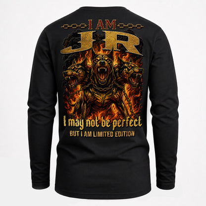 JR MP88-F2-168–Personalized Bold Quote Apparel “I Am NAME I May Not Be Perfect But I Am Limited Edition