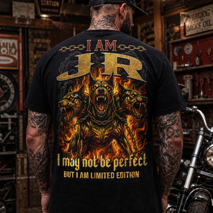 JR MP88-F2-168–Personalized Bold Quote Apparel “I Am NAME I May Not Be Perfect But I Am Limited Edition