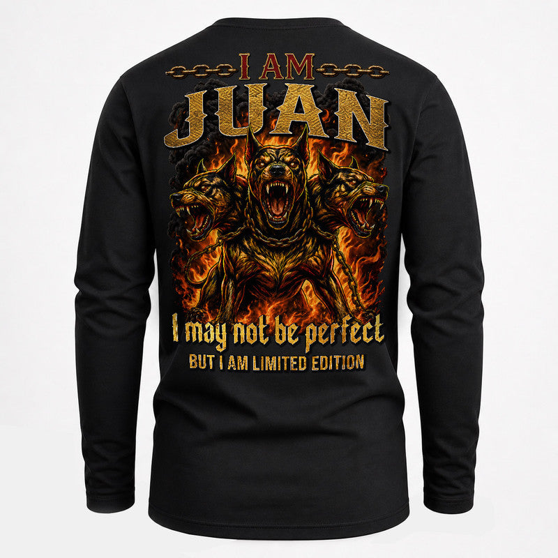 JUAN MP88-F2-168–Personalized Bold Quote Apparel “I Am NAME I May Not Be Perfect But I Am Limited Edition