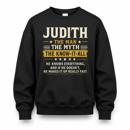JUDITH TM90-K04-125 - NAME Legendary Know-It-All Personalized Funny Shirt
