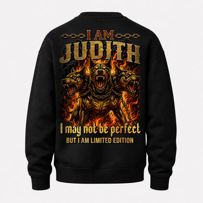 JUDITH MP88-F2-168–Personalized Bold Quote Apparel “I Am NAME I May Not Be Perfect But I Am Limited Edition
