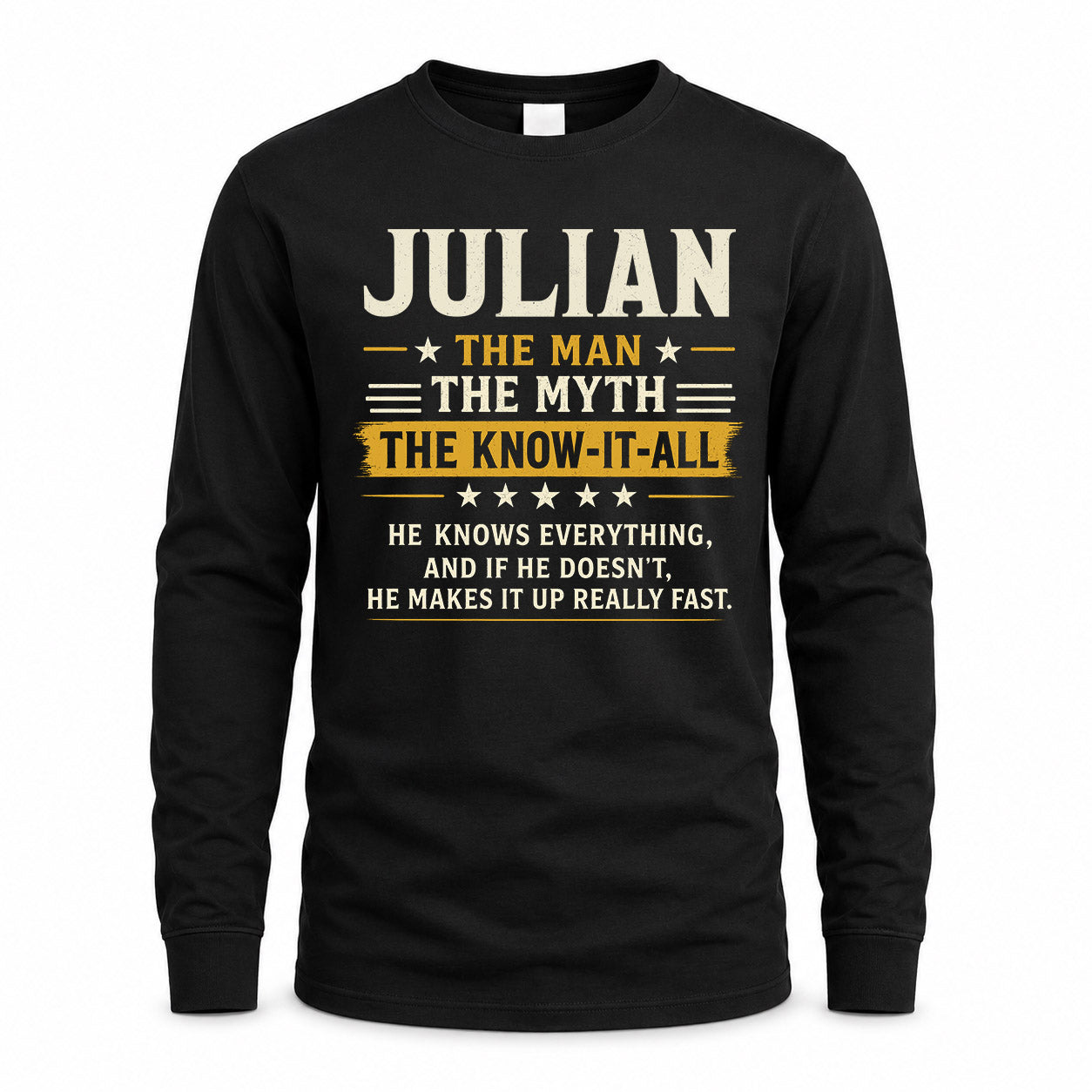 JULIAN TM90-K04-125 - NAME Legendary Know-It-All Personalized Funny Shirt