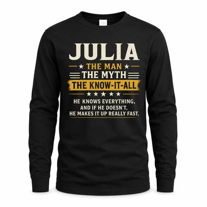 JULIA TM90-K04-125 - NAME Legendary Know-It-All Personalized Funny Shirt