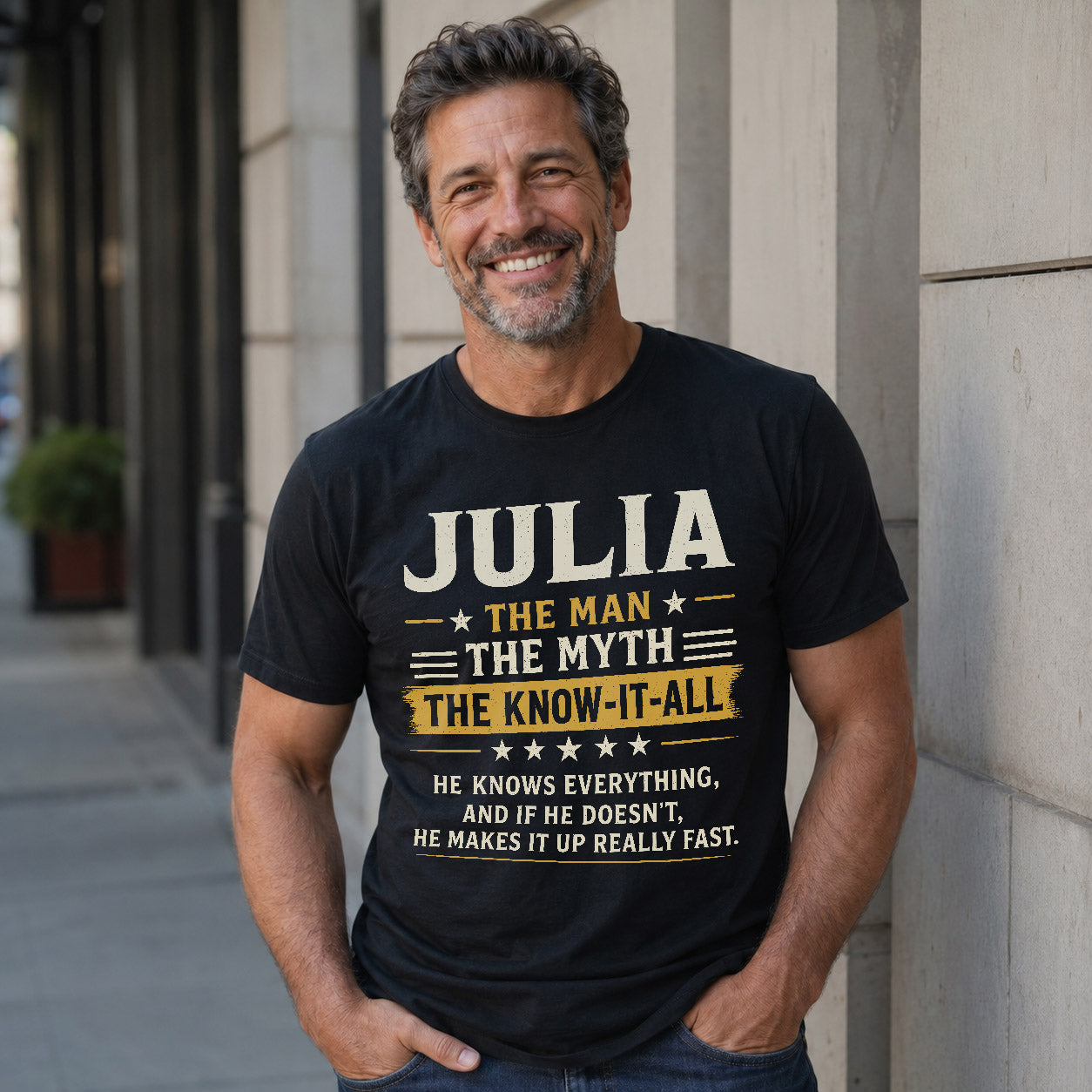 JULIA TM90-K04-125 - NAME Legendary Know-It-All Personalized Funny Shirt