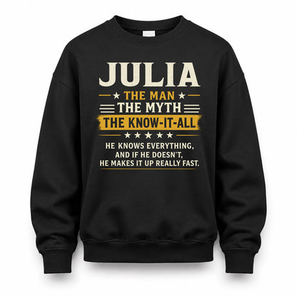 JULIA TM90-K04-125 - NAME Legendary Know-It-All Personalized Funny Shirt