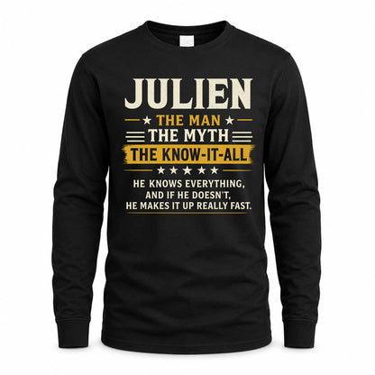 JULIEN TM90-K04-125 - NAME Legendary Know-It-All Personalized Funny Shirt