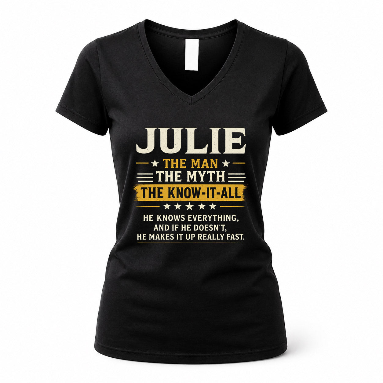 JULIE TM90-K04-125 - NAME Legendary Know-It-All Personalized Funny Shirt