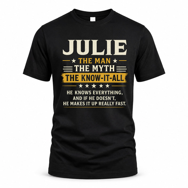 JULIE TM90-K04-125 - NAME Legendary Know-It-All Personalized Funny Shirt