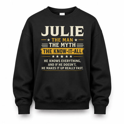 JULIE TM90-K04-125 - NAME Legendary Know-It-All Personalized Funny Shirt