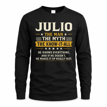 JULIO TM90-K04-125 - NAME Legendary Know-It-All Personalized Funny Shirt