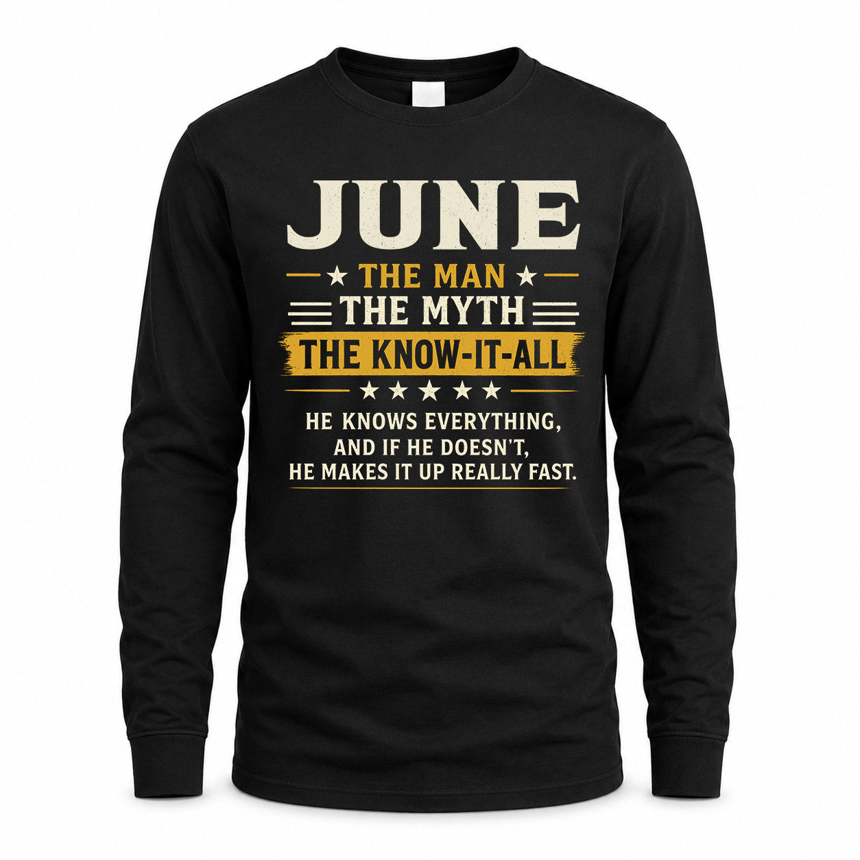 JUNE TM90-K04-125 - NAME Legendary Know-It-All Personalized Funny Shirt