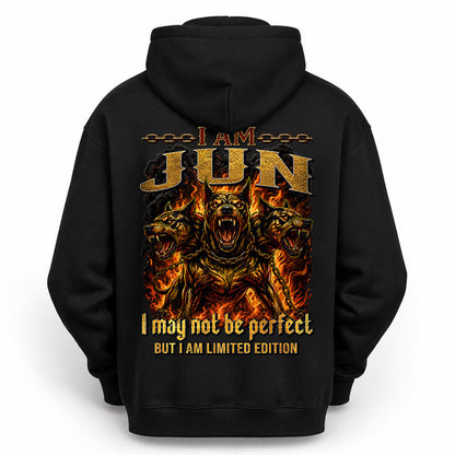 JUN MP88-F2-168–Personalized Bold Quote Apparel “I Am NAME I May Not Be Perfect But I Am Limited Edition