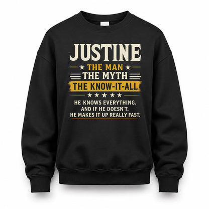 JUSTINE TM90-K04-125 - NAME Legendary Know-It-All Personalized Funny Shirt