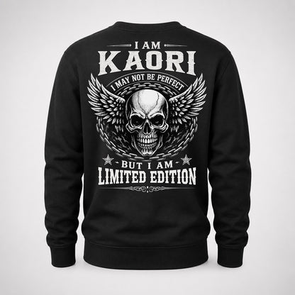 KAORI P01-K24-229 – Personalized Skull Graphic Apparel “I Am NAME I May Not Be Perfect But I Am Limited Edition”
