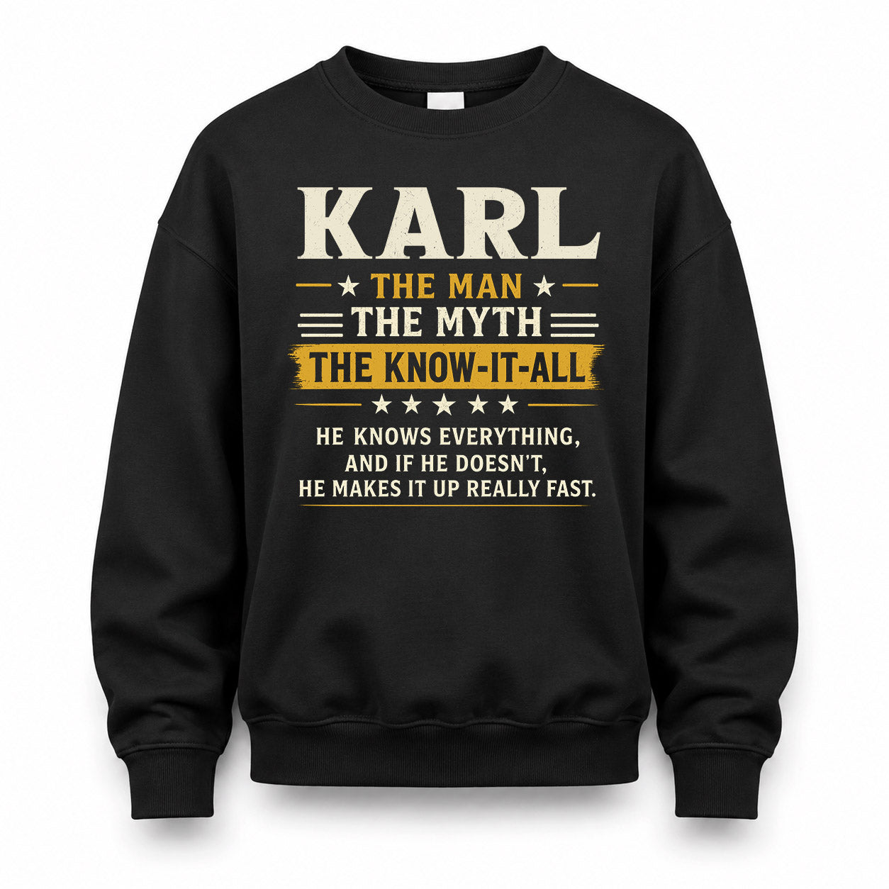 KARL TM90-K04-125 - NAME Legendary Know-It-All Personalized Funny Shirt