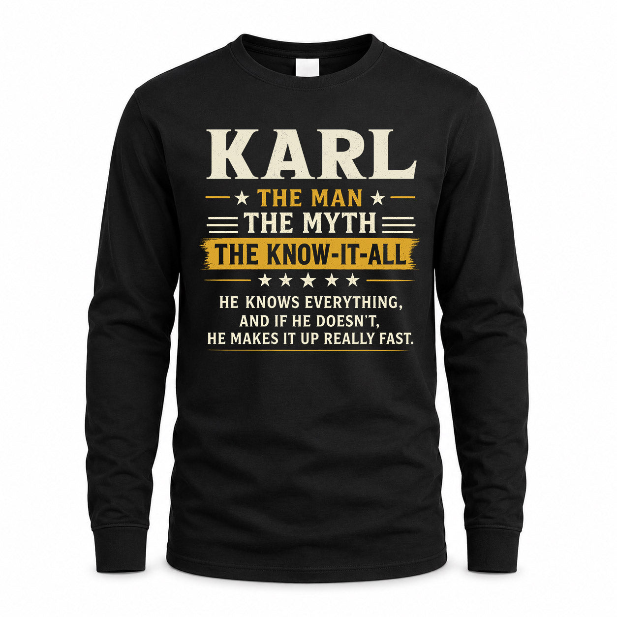 KARL TM90-K04-125 - NAME Legendary Know-It-All Personalized Funny Shirt
