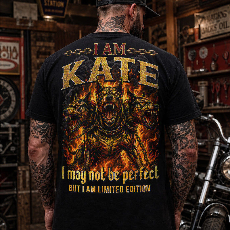 KATE MP88-F2-168–Personalized Bold Quote Apparel “I Am NAME I May Not Be Perfect But I Am Limited Edition