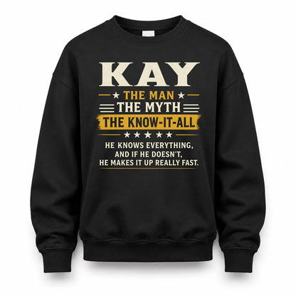 KAY TM90-K04-125 - NAME Legendary Know-It-All Personalized Funny Shirt