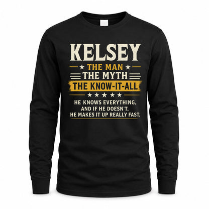 KELSEY TM90-K04-125 - NAME Legendary Know-It-All Personalized Funny Shirt