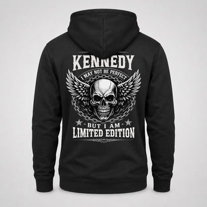 KENNEDY P01-K24-229 – Personalized Skull Graphic Apparel “I Am NAME I May Not Be Perfect But I Am Limited Edition”