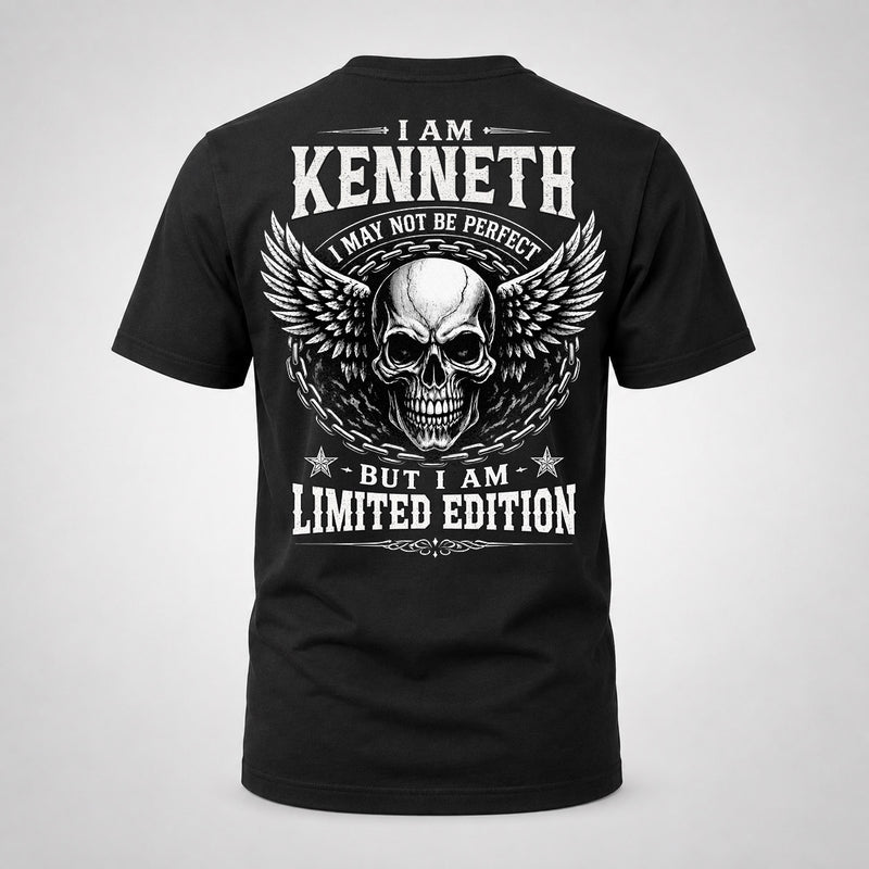 KENNETH P01-K24-229 – Personalized Skull Graphic Apparel “I Am NAME I May Not Be Perfect But I Am Limited Edition”