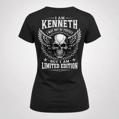 KENNETH P01-K24-229 – Personalized Skull Graphic Apparel “I Am NAME I May Not Be Perfect But I Am Limited Edition”