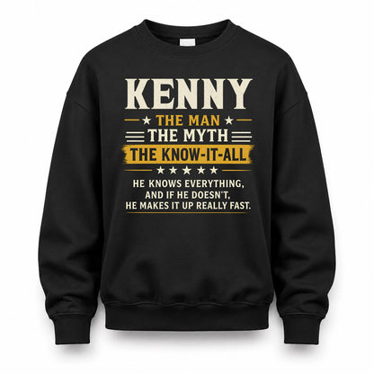 KENNY TM90-K04-125 - NAME Legendary Know-It-All Personalized Funny Shirt