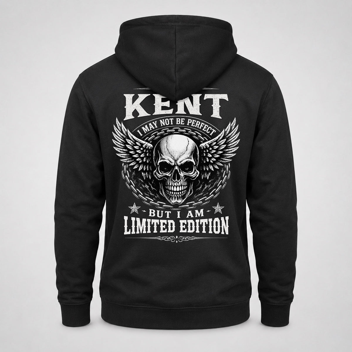 KENT P01-K24-229 – Personalized Skull Graphic Apparel “I Am NAME I May Not Be Perfect But I Am Limited Edition”