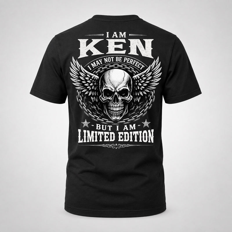 KEN P01-K24-229 – Personalized Skull Graphic Apparel “I Am NAME I May Not Be Perfect But I Am Limited Edition”