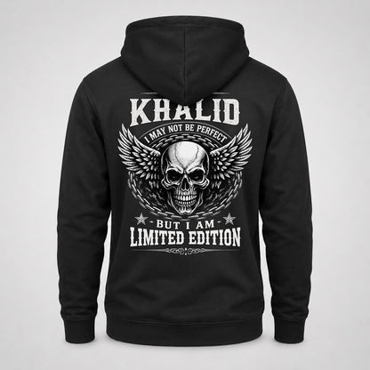 KHALID P01-K24-229 – Personalized Skull Graphic Apparel “I Am NAME I May Not Be Perfect But I Am Limited Edition”