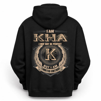 KHA PH55-T25-Personalized Name Quote Apparel “I Am NAME May Not Be Perfect But I Am Limited Edition”