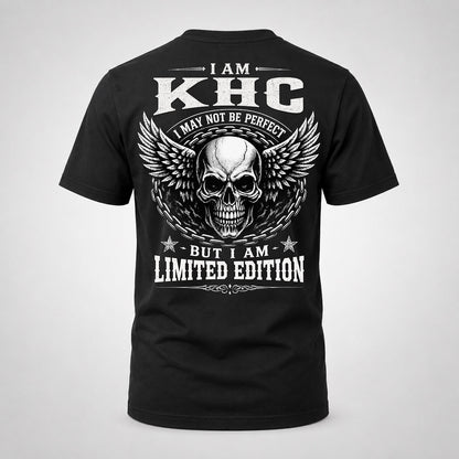 KHC P01-K24-229 – Personalized Skull Graphic Apparel “I Am NAME I May Not Be Perfect But I Am Limited Edition”