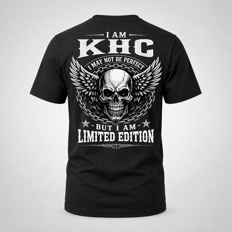 KHC P01-K24-229 – Personalized Skull Graphic Apparel “I Am NAME I May Not Be Perfect But I Am Limited Edition”