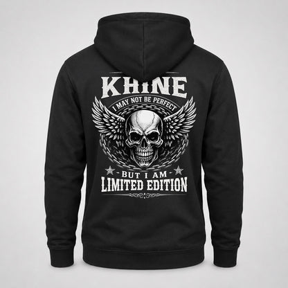 KHINE P01-K24-229 – Personalized Skull Graphic Apparel “I Am NAME I May Not Be Perfect But I Am Limited Edition”