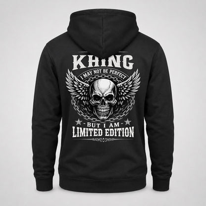 KHING P01-K24-229 – Personalized Skull Graphic Apparel “I Am NAME I May Not Be Perfect But I Am Limited Edition”