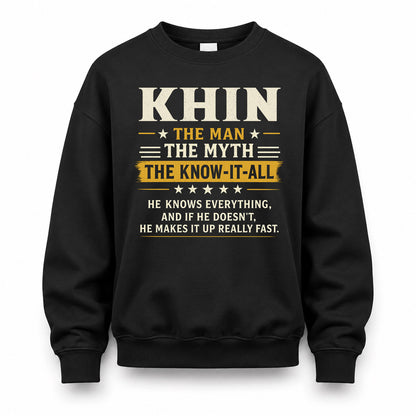 KHIN TM90-K04-125 - NAME Legendary Know-It-All Personalized Funny Shirt