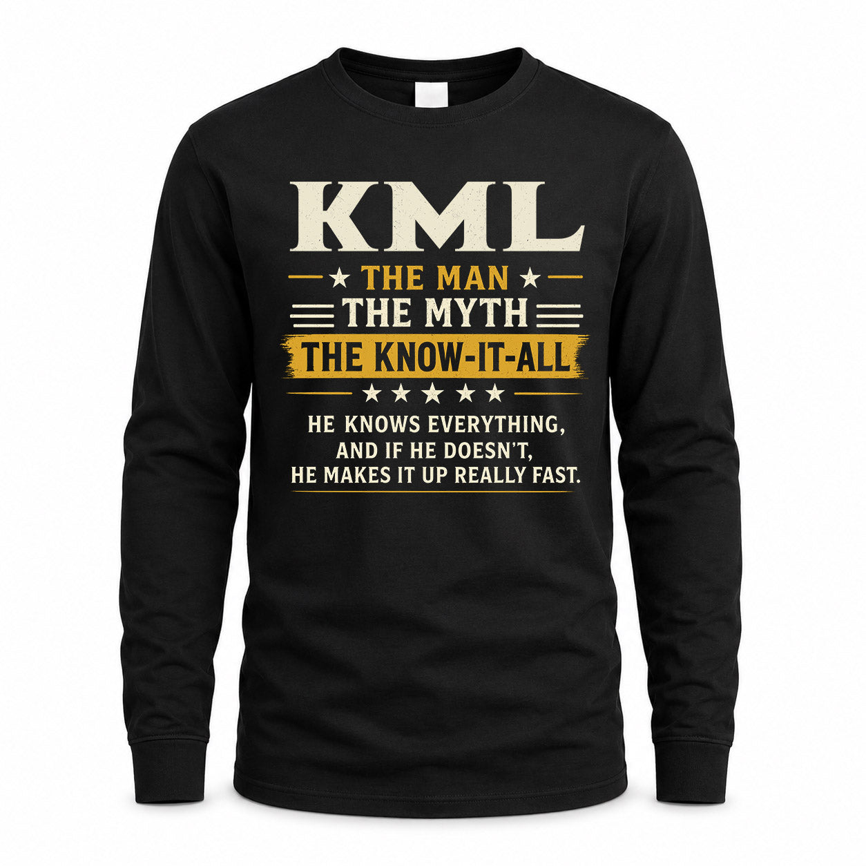 KML TM90-K04-125 - NAME Legendary Know-It-All Personalized Funny Shirt