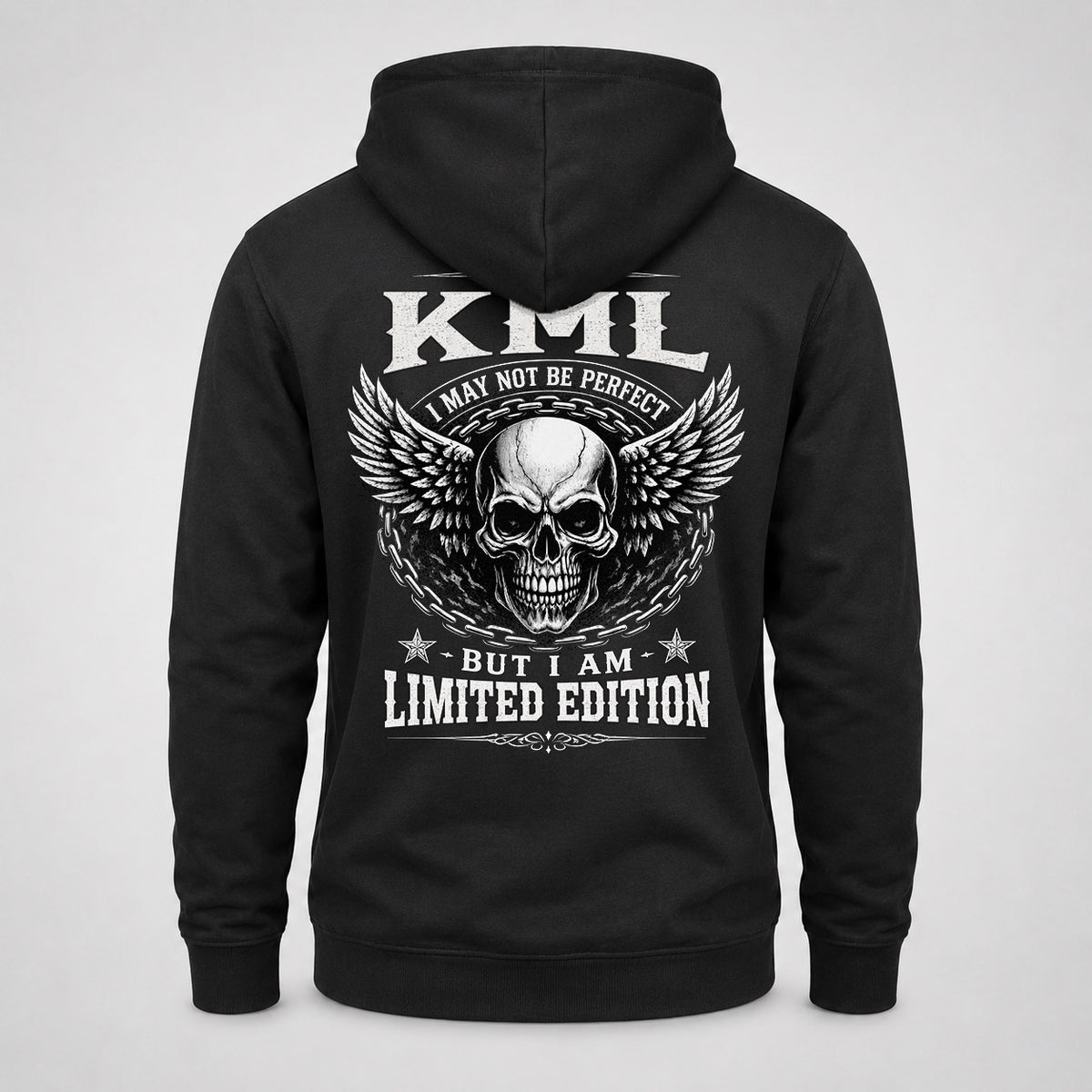 KML P01-K24-229 – Personalized Skull Graphic Apparel “I Am NAME I May Not Be Perfect But I Am Limited Edition”