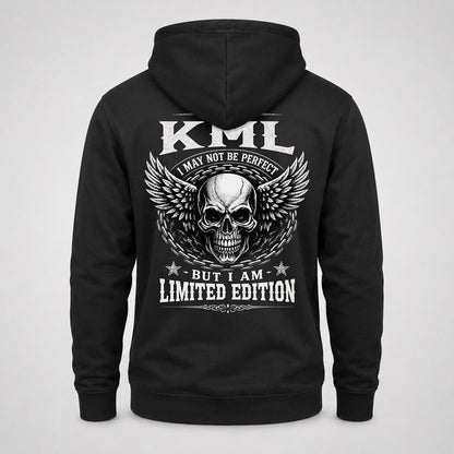 KML P01-K24-229 – Personalized Skull Graphic Apparel “I Am NAME I May Not Be Perfect But I Am Limited Edition”