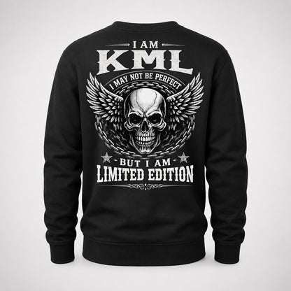 KML P01-K24-229 – Personalized Skull Graphic Apparel “I Am NAME I May Not Be Perfect But I Am Limited Edition”