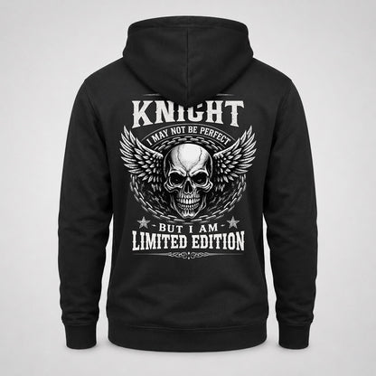 KNIGHT P01-K24-229 – Personalized Skull Graphic Apparel “I Am NAME I May Not Be Perfect But I Am Limited Edition”