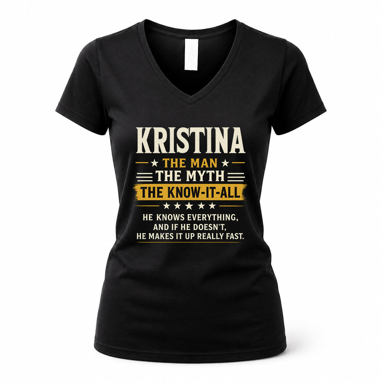 KRISTINA TM90-K04-125 - NAME Legendary Know-It-All Personalized Funny Shirt