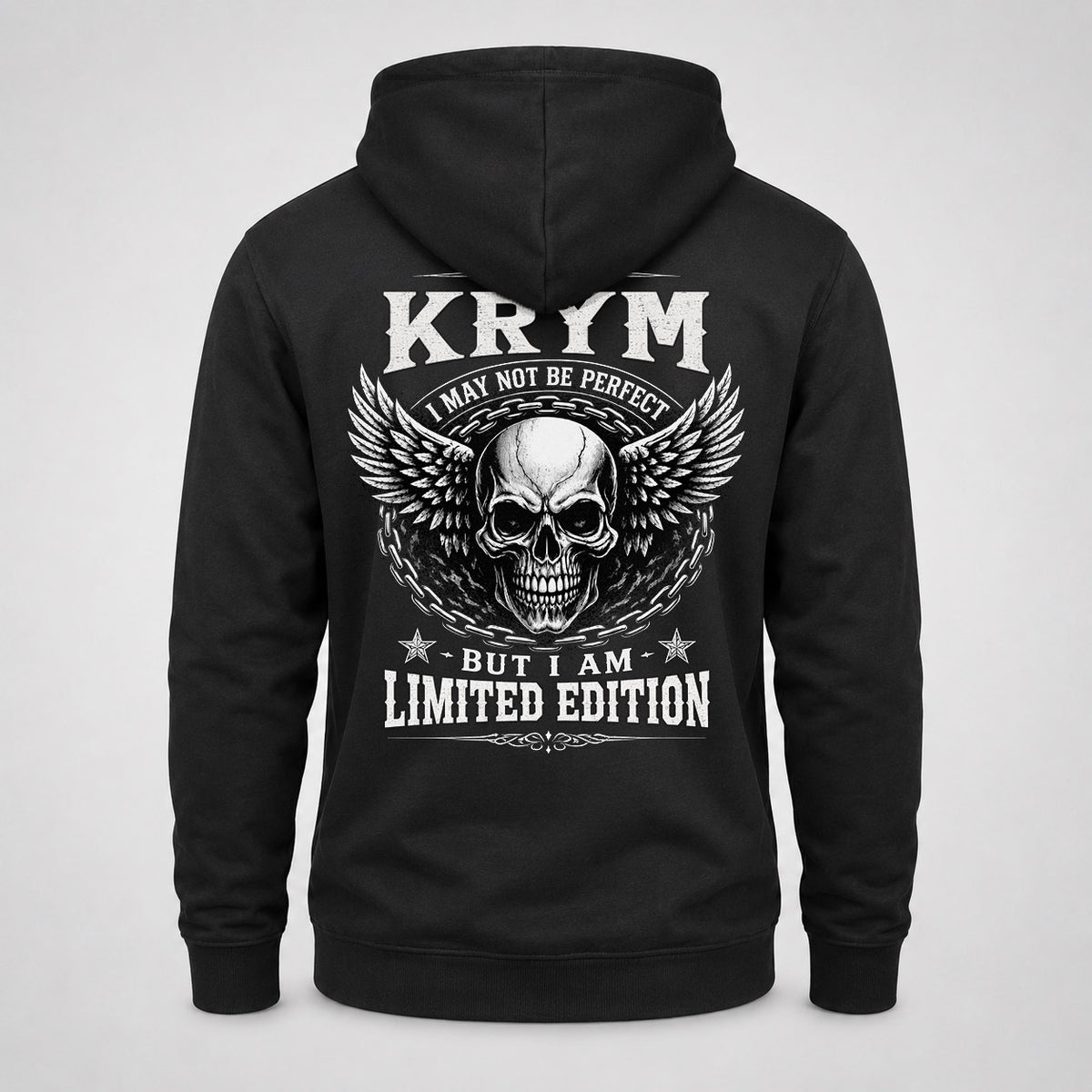 KRYM P01-K24-229 – Personalized Skull Graphic Apparel “I Am NAME I May Not Be Perfect But I Am Limited Edition”