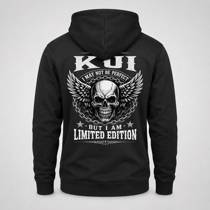 KUI P01-K24-229 – Personalized Skull Graphic Apparel “I Am NAME I May Not Be Perfect But I Am Limited Edition”